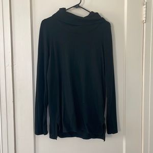 Black Cowl Neck Sweater with Elbow Patch, Size M